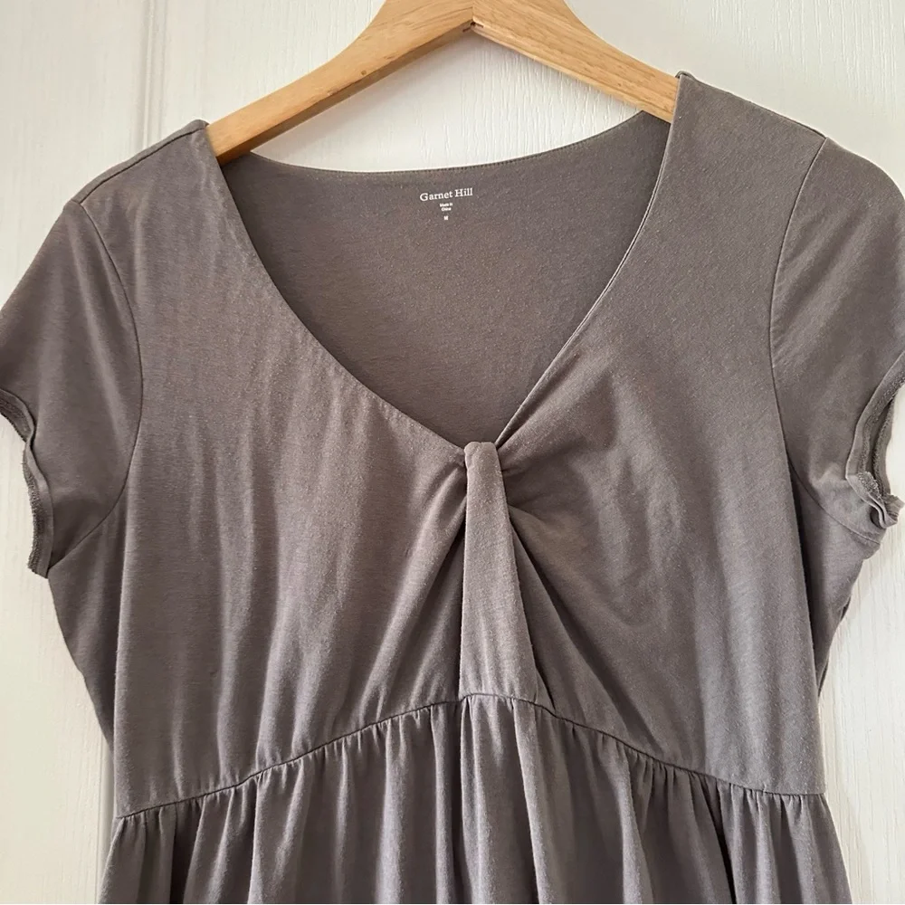 Garnet Hill V neck midi dress charcoal gray - Picture 5 of 9